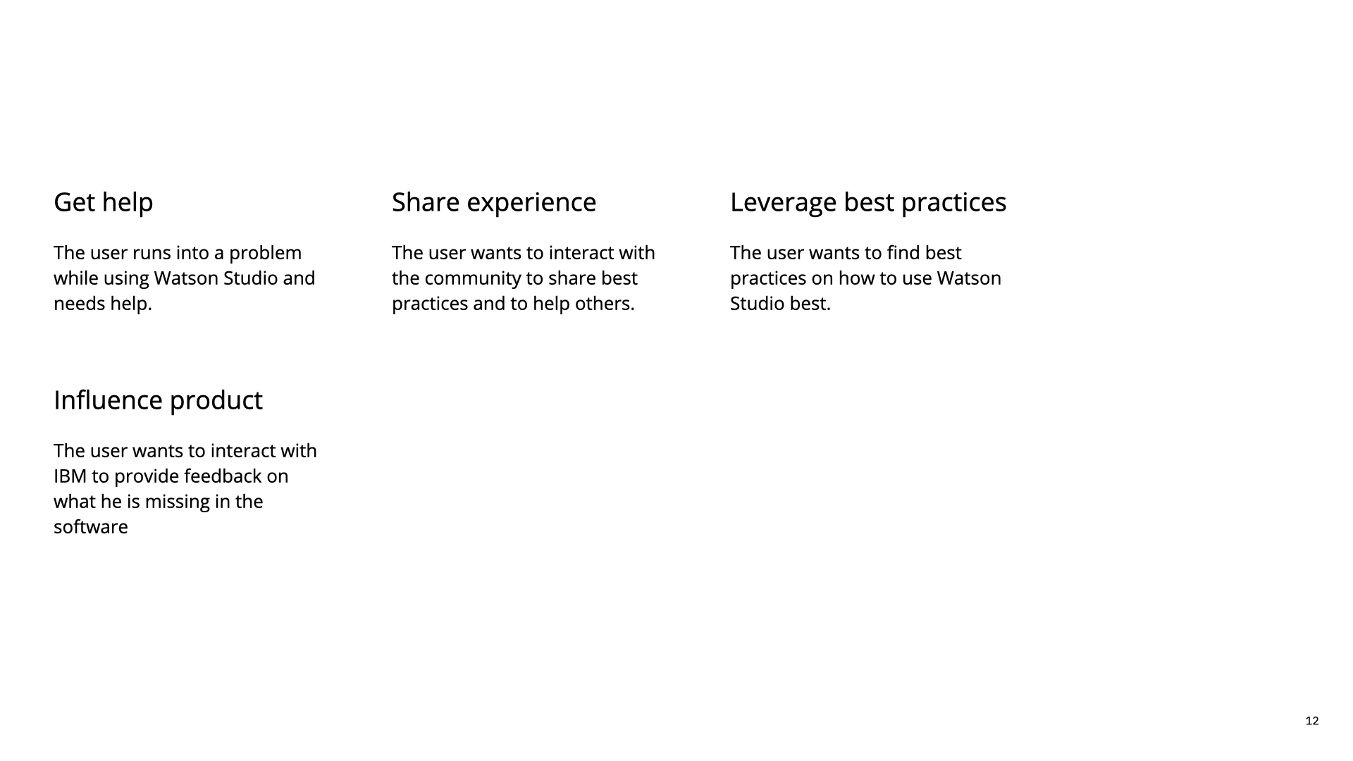 Main user scenarios.